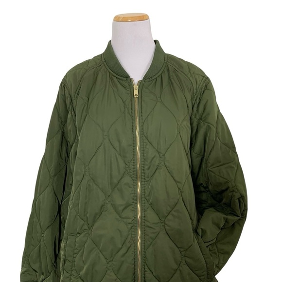 Old Navy Lightweight Quilted Puffer Jacket Women’s 2X Army Green Pockets - Picture 2 of 12
